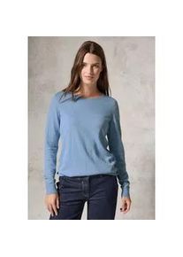 Strickpullover Cecil, Damen, Gr. XL (44), blau (whisper blau melange), Web, 60% Baumwolle, 40% Viskose, unifarben, normal normal, Rundhals, B&uuml;ndchen, Pullover Strickpullover, mit Rundhalsausschnitt