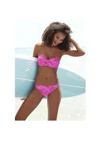 B&uuml;gel-Bandeau-Bikini-Top Venice Beach "Moloka", Damen, Gr. 40, Cup B, pink (pink bedruckt), Recycling-Polyamid, bedruckt, Bikini-Oberteile, Abnehmbare Tr&auml;ger