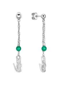 Paar Ohrh&auml;nger Lacoste "DEVA", gr&uuml;n (edelstahlfarben, gr&uuml;n, gr&uuml;n), Ohrringe, Damen, Edelstahl, mit Agate oder Onyx