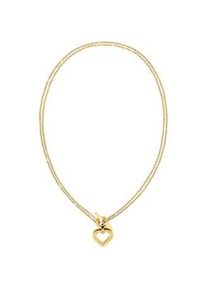 Kette mit Anh&auml;nger Tommy Hilfiger "TOGGLE HEART", bunt (gelbgoldfarben, blau, wei&szlig;, rot), Halsketten, Damen, Edelstahl, L: 43 86 B: 2mm, mit Emaille, B:2mm