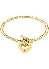 Armkette Tommy Hilfiger "TOGGLE HEART", bunt (gelbgoldfarben, blau, rot, wei&szlig;), Armb&auml;nder, Damen, 17cm, Edelstahl, Armkette, mit Emaille