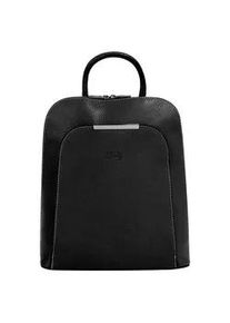 Cityrucksack CLUTY, Damen, Gr. B/H/T: 32cm x 28cm x 12cm, onesize, schwarz, Leder, Rindsleder, Strukturmuster, Rucks&auml;cke Cityrucksack, echt Leder, Made in Italy