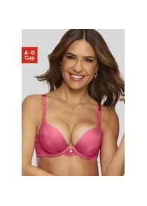 Push-up-BH s.Oliver "Pauline", Damen, Gr. 75, Cup C, orange (koralle), Microtouch, Obermaterial: 69% Polyamid, 17% Elasthan, 14% Polyester, BHs Push-up-BH, mit feiner Spitze seitlich am Cup und modischem Accessoire, Dessous