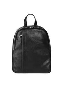 Cityrucksack Samantha Look, Damen, Gr. B/H/T: 29cm x 9cm, onesize, schwarz, Leder, Rindsleder, Rucks&auml;cke Cityrucksack, Echt Leder, Made in Italy