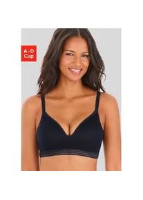 Bralette-BH Lascana "Freya", Damen, Gr. 70, Cup C, blau (marine), Spitze, Obermaterial: 36% Polyamid, 29% Polyester, 27% Baumwolle, 8% Elasthan, BHs, ohne B&uuml;gel mit eingearbeitetem Push-up Kissen, Dessous