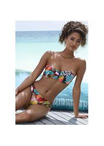 B&uuml;gel-Bandeau-Bikini Bruno Banani "Onyx", Damen, Gr. 42, Cup C, bunt, Polyamid, bedruckt, Bikini-Sets, mit kontrastfarbigen Details