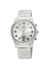 Funkuhr MASTER TIME "Super Power", silber (silberfarben, silberfarben), Armbanduhren, Herren, Funkuhr, Armbanduhr, Quarzuhr, Herren, Datum, Leuchtzeiger, Flexband, Zugband