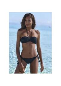 Bandeau-Bikini ELBSAND, Damen, Gr. 44, Cup C/D, schwarz, Recycling-Polyamid, strukturiert, unifarben, Bikini-Sets, mit V-B&uuml;gel