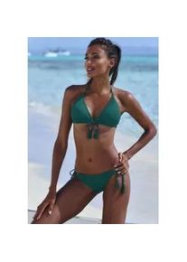 Triangel-Bikini ELBSAND, Damen, Gr. 42, Cup A/B, blau (petrol), Recycling-Polyamid, strukturiert, unifarben, Bikini-Sets Triangel-Bikini, aus trendiger Rippware