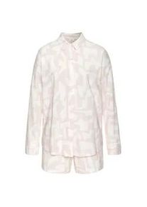 Shorty s.Oliver, Damen, Gr. 40/42, rosa (rosa, wei&szlig; gemustert), Single Jersey, Obermaterial: 50% Baumwolle, 50% Viskose, l&auml;ssig geschnitten kurz, V-Ausschnitt, 1-Knopf-Manschette, Homewear-Sets Shorty, mit grafischem Print