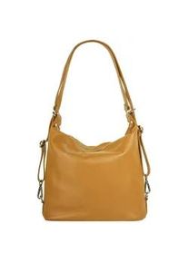 Shopper Samantha Look, Damen, Gr. B/H/T: 31cm x 29cm x 11cm onesize, gelb, Leder, leicht gl&auml;nzend, unifarben, Taschen Shopper, echt Leder, Made in Italy