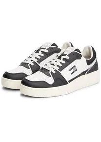 Tommy Hilfiger Sneaker TOMMY JEANS "TJM RETRO BASKET", Herren, Gr. 44, schwarz-wei&szlig; (schwarz, wei&szlig;), Leder, Lederimitat, Textil, Schuhe Sneaker, Freizeitschuh, Halbschuh, Schn&uuml;rer mit Kontrast-Details