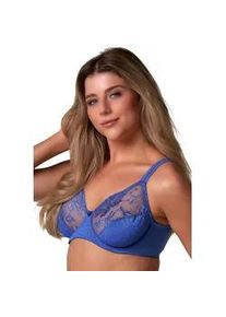 B&uuml;gel-BH ELBRINA "EMBROIDERY", Damen, Gr. 100, Cup F, blau (dazzling blau), Spitze, Obermaterial: 61% Polyamid, 31% Polyester, 8% Elasthan, unifarben, BHs B&uuml;gel-BH, breite Tr&auml;ger, ohne Schale, mit B&uuml;gel, mit Spitze, feminin