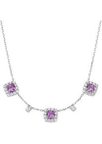 Collier "Ziersteine, Zirkonia wei&szlig;, Silber 925", pink, Giorgio Martello MILANO, Halsketten, Damen, 45cm, Silber 925 (Sterlingsilber), Collier