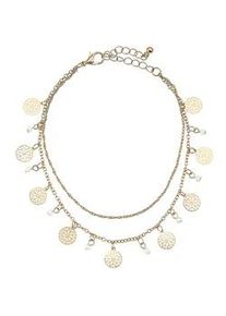 Fu&szlig;kette Lascana, Damen, Gr. Glas Metall, gold (goldfarben), Glas, Metall, Fu&szlig;ketten, Fu&szlig;kettchen-Armband, Fu&szlig;kettchen mit Anh&auml;nger, Fu&szlig;schmuck