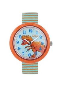Quarzuhr s.Oliver, orange (orange, t&uuml;rkisfarben), Armbanduhren, Kinder, Quarzuhr, Armbanduhr, Kinderuhr, Jungenuhr, Dinosaurier, Geschenkidee