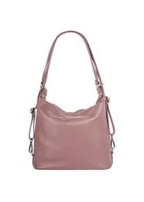 Shopper Samantha Look, Damen, Gr. B/H/T: 31cm x 29cm x 11cm onesize, rosa (alt, rosa), Leder, leicht gl&auml;nzend, unifarben, Taschen Shopper, echt Leder, Made in Italy