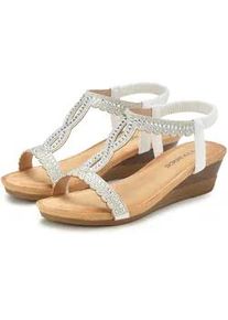 Sandalette Vivance "Sommerschuh", Damen, Gr. 39, wei&szlig;, Obermaterial: 100% Textilmaterial. Decksohle: 100% Textilmaterial. Futter: 100% Lederimitat. Laufsohle: 100% Synthetik, unifarben, Schuhe Sandalette, Sandale, Sommerschuh mit Glitzerdetails und elastischem Riemchen VEGAN