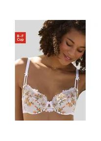 B&uuml;gel-BH Lascana, Damen, Gr. 85, Cup C, orange (wei&szlig;, orange), Spitze, Obermaterial: 70% Polyamid, 22% Polyester, 8% Elasthan, BHs B&uuml;gel-BH, mit zarter, floraler Stickereispitze, sexy Dessous