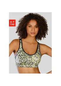 Sport-BH Lascana ACTIVE, Damen, Gr. 75, Cup F, schwarz (schwarz, print), Microtouch, Obermaterial: 76% Polyamid, 24% Elasthan, BHs Sport-BH, mit integrierten Schalen im Cup