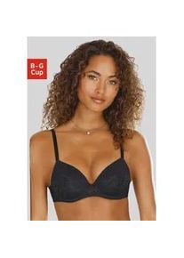 Push-up-BH Vivance, Damen, Gr. 90, Cup E, schwarz, Spitze, Obermaterial: 67% Polyamid, 22% Polyester, 11% Elasthan, BHs Push-up-BH, mit B&uuml;gel aus zarter Spitze in blumiger Optik, sexy Dessous