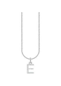 Kette mit Anh&auml;nger Thomas Sabo "Buchstabe" Gr. 45, bunt (silberfarben, wei&szlig;), Halsketten, Damen, 45, E, Silber 925 (recycelt), mit Zirkonia (synth.)