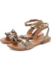 Sandale Lascana "Sommerschuh", Damen, Gr. 41, gold (antikgoldfarben), Obermaterial: 100% Ziegenleder. Decksohle: 100% Rindsleder. Futter: 100% Schweinsleder. Laufsohle: 100% Synthetik, gl&auml;nzend, metallic, unifarben, Schuhe Sandale, Sandalette, Sommerschuh, offener Schuh aus Leder