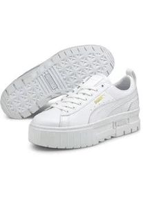 Sneaker Puma "Mayze Classic Sneakers Damen", Damen, Gr. 37, wei&szlig;, Obermaterial: Synthetik, Textil, Kuhleder; Futter: Synthetik, Textil; Innensohle: Textil; Laufsohle: TR (Thermoplastischer Gummi), Schuhe Sneaker