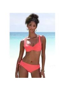 B&uuml;gel-Bikini-Top Lascana "Lolo", Damen, Gr. 36, Cup B, orange (koralle), Recycling-Polyamid, unifarben, Bikini-Oberteile, in modischer Schnittform