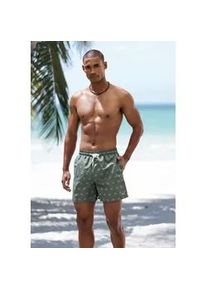 Badeshorts s.Oliver, Herren, Gr. XL, N-Gr, gr&uuml;n (olive, creme print), Microfaser, Obermaterial: 50% Polyester, 50% Polyester (RebornTM). Innenslip: 100% Polyester, bedruckt, Badehosen Badeshorts, mit modischem Alloverprint