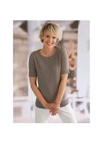 Kurzarmpullover Classic Basics "Kurzarm-Pullover", Damen, Gr. 54, grau (taupe), 100% Polyacryl, unifarben, Pullover