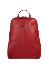 Cityrucksack Samantha Look, Damen, Gr. B/H/T: 20cm x 32cm x 6cm, onesize, rot, Leder, Rindsleder, Rucks&auml;cke Cityrucksack, echt Leder, Made in Italy