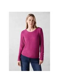 Langarmshirt Cecil, Damen, Gr. XXL (46), pink (jewel pink melange), Stoff, 67% Viskose, 28% Polyester, 5% Elasthan, unifarben, normal normal, U-Boot-Ausschnitt, B&uuml;ndchen, Shirts Langarmshirt, mit Materialmix