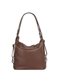 Shopper Samantha Look, Damen, Gr. B/H/T: 31cm x 29cm x 11cm onesize, braun, Leder, leicht gl&auml;nzend, unifarben, Taschen Shopper, echt Leder, Made in Italy