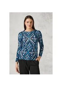 Langarmshirt Cecil, Damen, Gr. L (42), grau (charcoal grau melange), Stoff, 67% Viskose, 28% Polyester, 5% Elasthan, bedruckt, gerade normal, U-Boot-Ausschnitt, B&uuml;ndchen, Shirts Langarmshirt, mit U-Boot-Ausschnitt