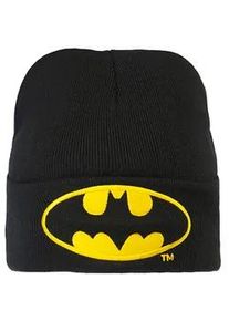 Strickm&uuml;tze logoshirt "DC - Batman Logo", Herren, schwarz (schwarz, gelb), 100% Polyacryl, bestickt, mehrfarbig, M&uuml;tzen Strickm&uuml;tze, mit coolem Motiv