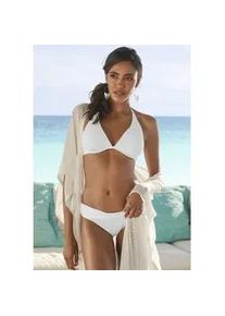 B&uuml;gel-Bikini-Top Lascana "Omara", Damen, Gr. 42, Cup E, beige (creme), Microfaser, Recycling-Polyamid, unifarben, Bikini-Oberteile, mit Lochstickerei