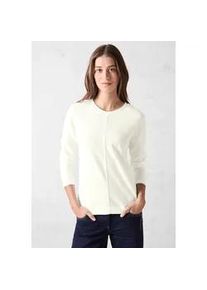 Langarmshirt Cecil, Damen, Gr. L (42), wei&szlig; (vanillewei&szlig;), Stoff, 80% Viskose, 17% Polyester, 3% Elasthan, gestreift, normal normal, Rundhals, abgesteppt, Shirts Langarmshirt, mit Streifen-Struktur