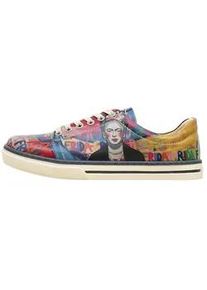 Sneaker DOGO "Classic Schn&uuml;rsneaker Frida-Kahlo-In-Letters Damen Sneaker", Damen, Gr. 39, Normalschaft, bunt (mehrfarbig), Lederimitat, Schuhe Sneaker, Handgefertigt
