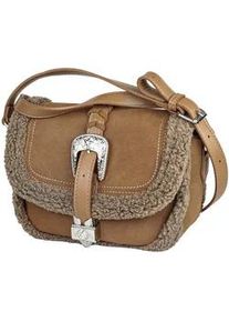 Umh&auml;ngetasche "Cowgirl", Damen, Gr. B/H/T: 23cm x 16cm x 10cm onesize, braun, Lederimitat, Collezione Alessandro, Taschen Umh&auml;ngetasche, im Western Style mit Teddy-Fell