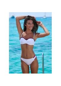 B&uuml;gel-Bandeau-Bikini-Top s.Oliver "Junis", Damen, Gr. 40, Cup D, wei&szlig;, Recycling-Polyamid, kontrastfarbene Details, unifarben, Bikini-Oberteile, mit geflochtenen Details