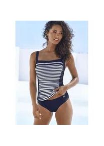 Tankini-Top Lascana "Myst", Damen, Gr. 44, Cup D, blau (marine, wei&szlig;), Recycling-Polyamid, gestreift, Bikini-Oberteile, mit platziertem Streifen-Design
