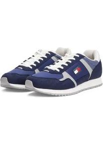 Tommy Hilfiger Sneaker TOMMY JEANS "TJM RUNNER CASUAL", Herren, Gr. 44, dunkelblau, k&ouml;nigsblau, Lederimitat, Textil, kontrastfarbene Details, Schuhe Sneaker, Schn&uuml;rschuh, Halbschuh, Freizeitschuh mit seitliche Logoflag