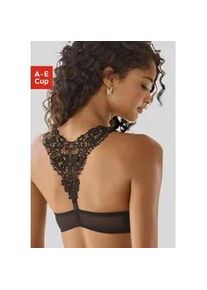 Push-up-BH Lascana, Damen, Gr. 70, Cup C, schwarz, Spitze, Obermaterial: 60% Polyamid, 35% Polyester, 5% Elasthan, BHs Push-up-BH, mit h&uuml;bschem Stickereimotiv im R&uuml;cken, sexy Dessous
