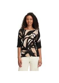 BETTY & CO Strickpullover BETTY & CO "Damen mit Print", Damen, Gr. 38, schwarz (schwarz, nature), Feinstrick, Obermaterial: 90% Viskose, 10% Polyamid, figurumspielend normal, Rundhals, Pullover Strickpullover, Druck