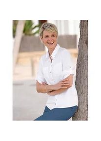 Hemdbluse Classic Basics, Damen, Gr. 48, wei&szlig;, 100% Viskose, unifarben, Blusen Hemdbluse