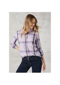 Langarmbluse Cecil, Damen, Gr. XL (44), lila (wild lila melange), Web, 50% Viskose, 50% Baumwolle, kariert, gerade normal, V-Ausschnitt, B&uuml;ndchen, Blusen, mit Knopfleiste