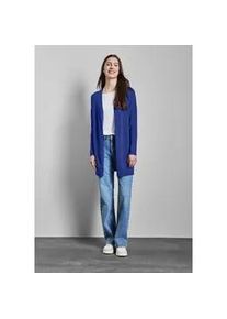 Strickjacke Street One, Damen, Gr. 36, blau (dodger blau), Stoff, 70% Viskose, 30% Nylon, unifarben, normal lang, ohne Ausschnitt, B&uuml;ndchen, Strickjacken Strickjacke, aus softer Viskose