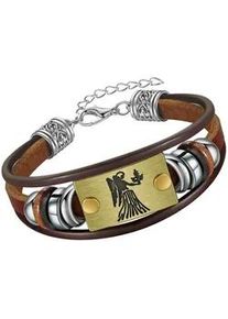 Armband Firetti "Schmuck Geschenk Armschmuck Armkette Edelstein Sternzeichen", bunt (edelstahlfarben, messingfarben, dunkelbraun, braun, grau, braun, grau), Armb&auml;nder, Damen, 26cm, Jungfrau, Edelstahl Leder Messing, Edelstahl, Leder, Messing, Armband, Made in Germany - mit H&auml;matit - mit Holzimitat