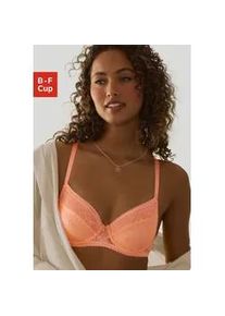 B&uuml;gel-BH Lascana, Damen, Gr. 85, Cup E, orange (neon pfirsich), Spitze, Obermaterial: 88% Polyamid, 12% Elasthan, BHs B&uuml;gel-BH, aus feiner Jacquardspitze, sexy Dessous